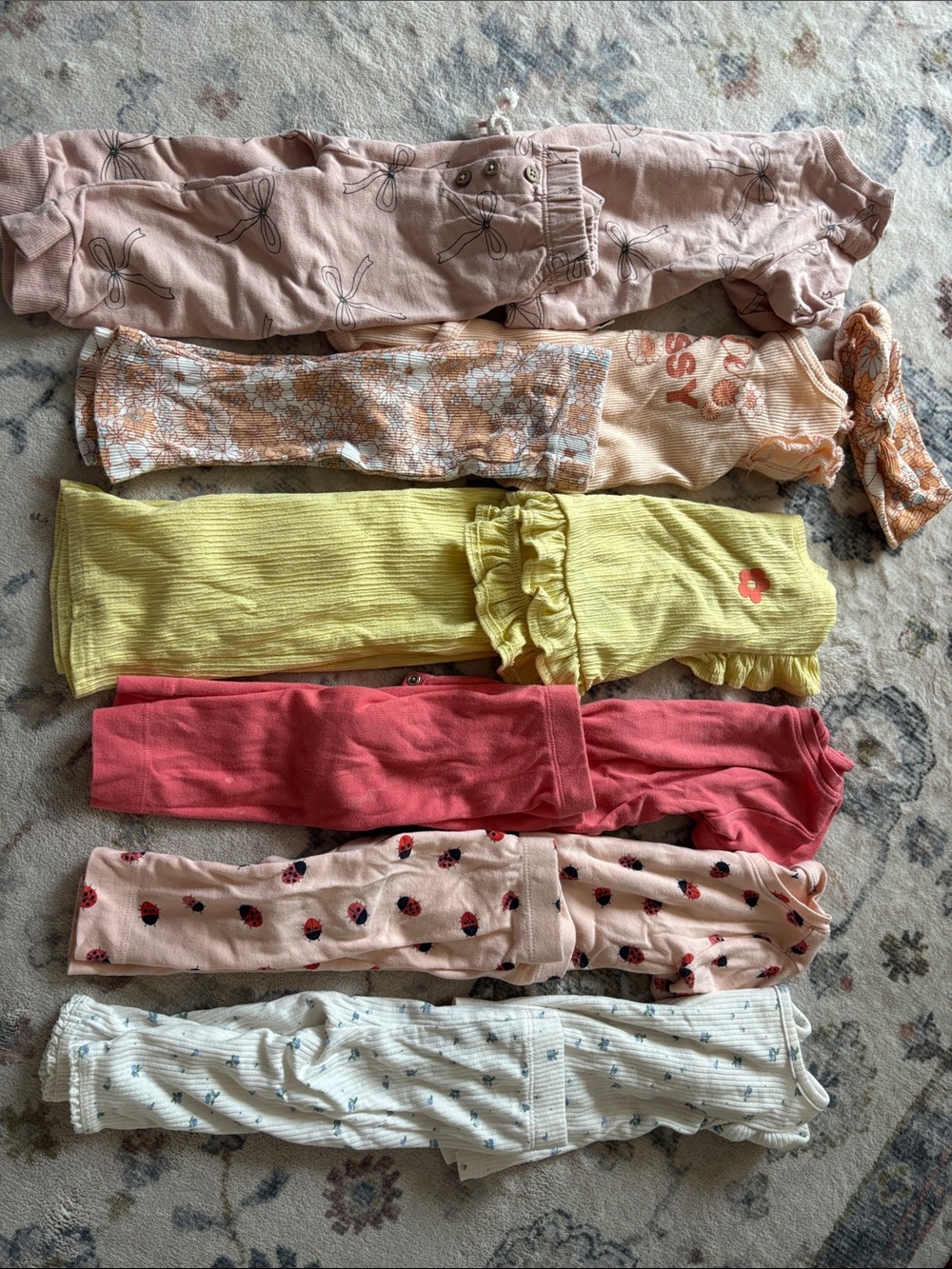 Old Navy Girls Pajama Bottoms Set - Pink, Yellow, Coral, Cream, White